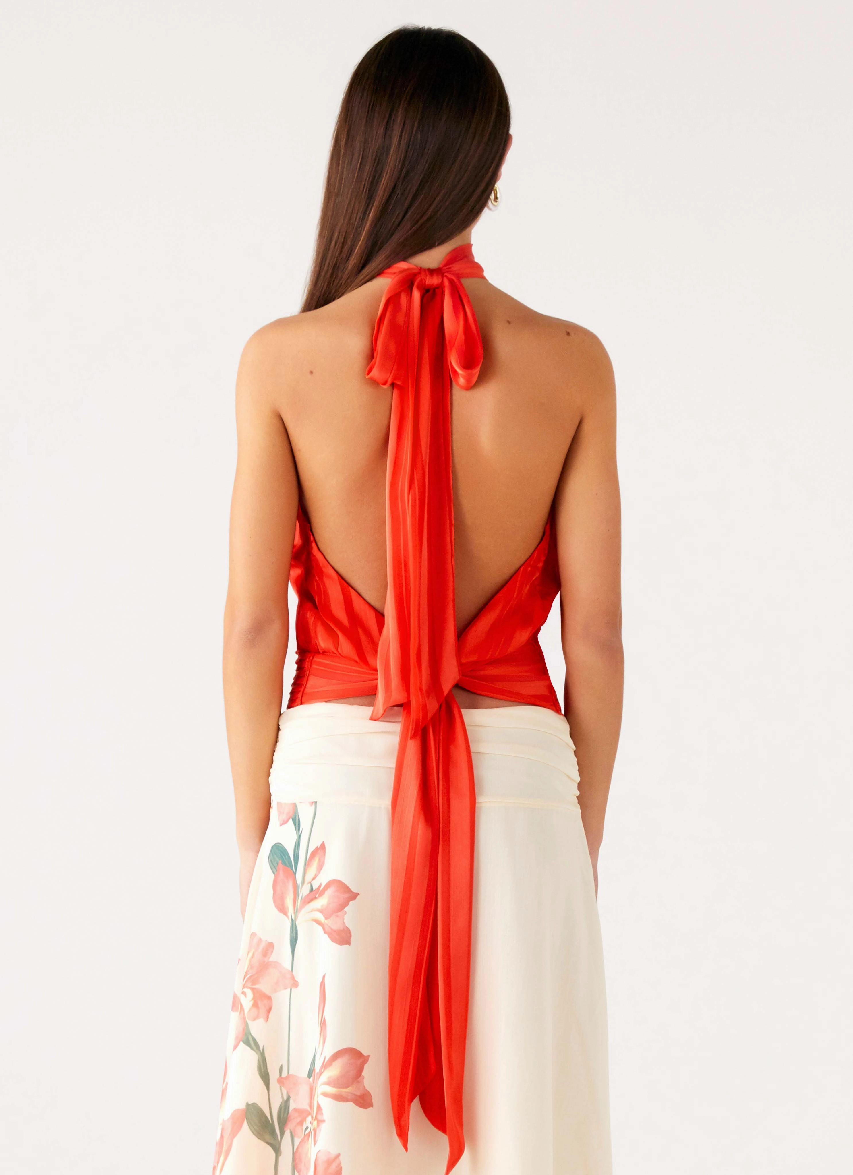 Flowy Tunic Willow Chiffon Top - Coral