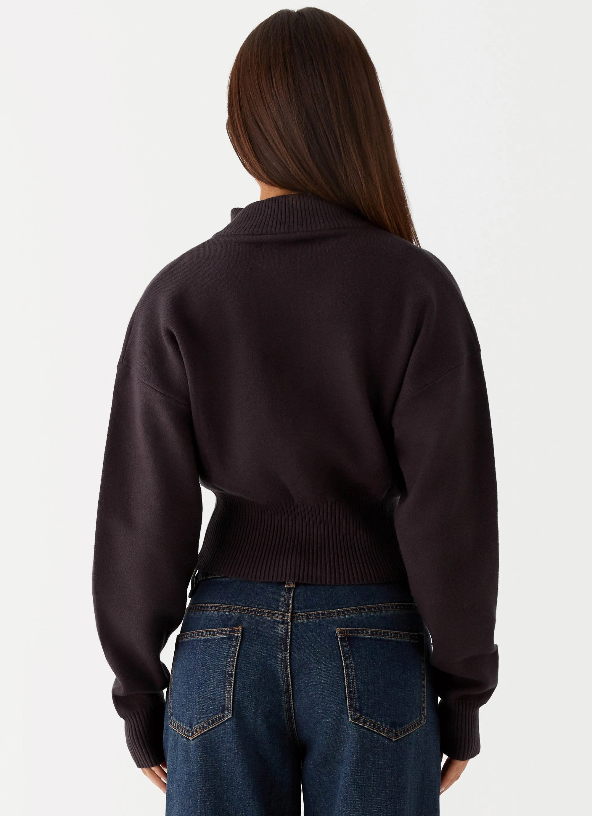 Cold Ready Look Episode High Neck Cardigan - Charcoal