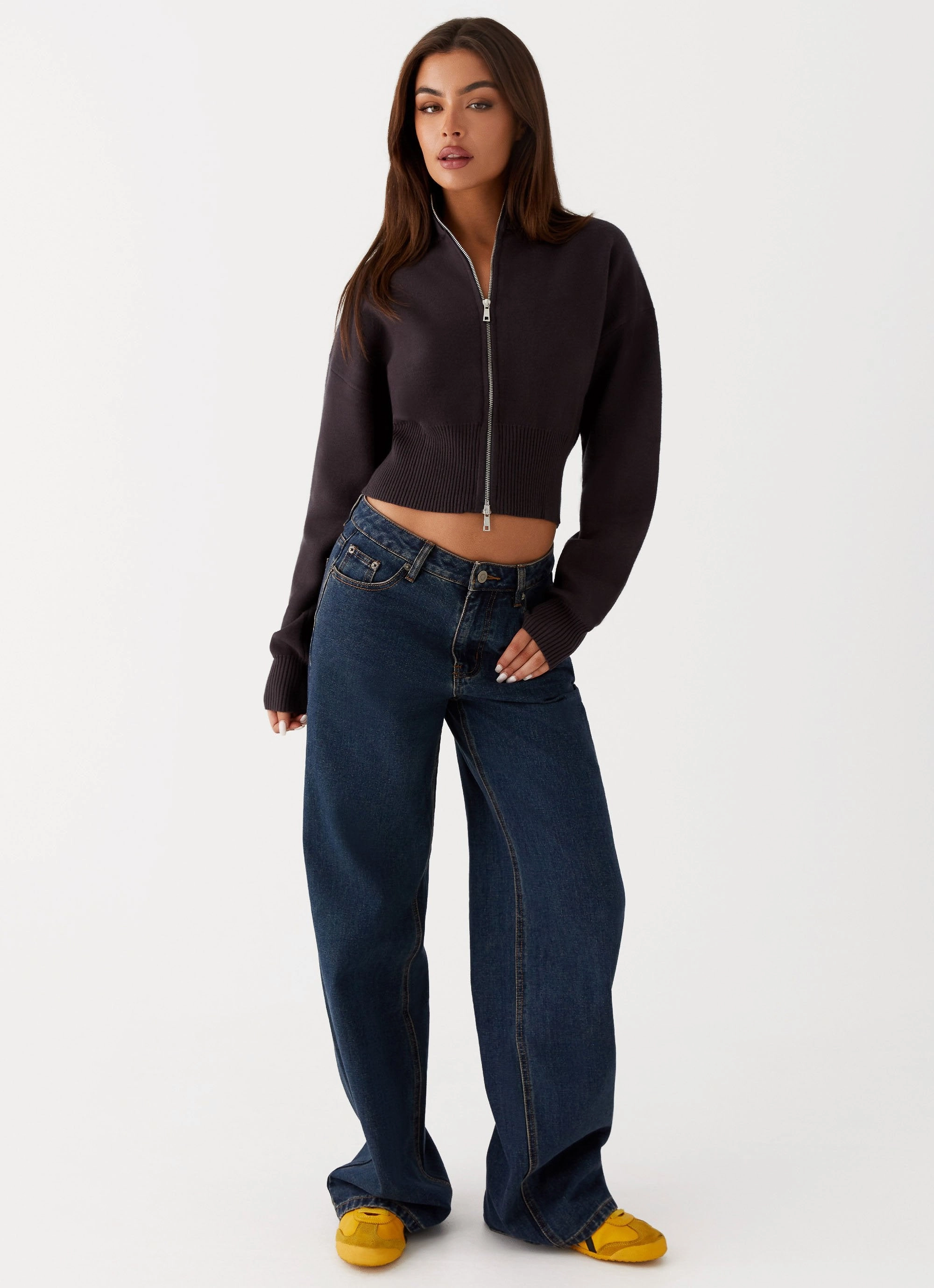 Everyday Layers Episode High Neck Cardigan - Charcoal