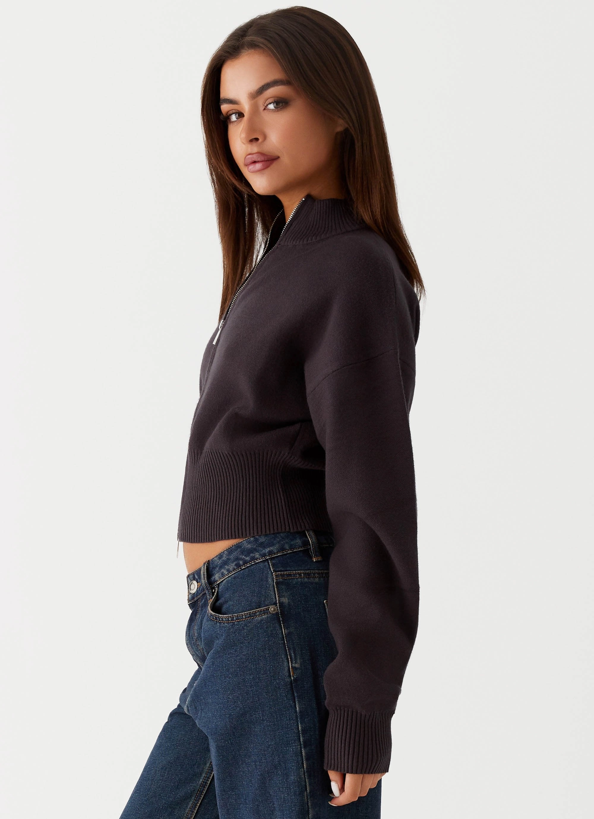 VentilatedBackPanel Episode High Neck Cardigan - Charcoal