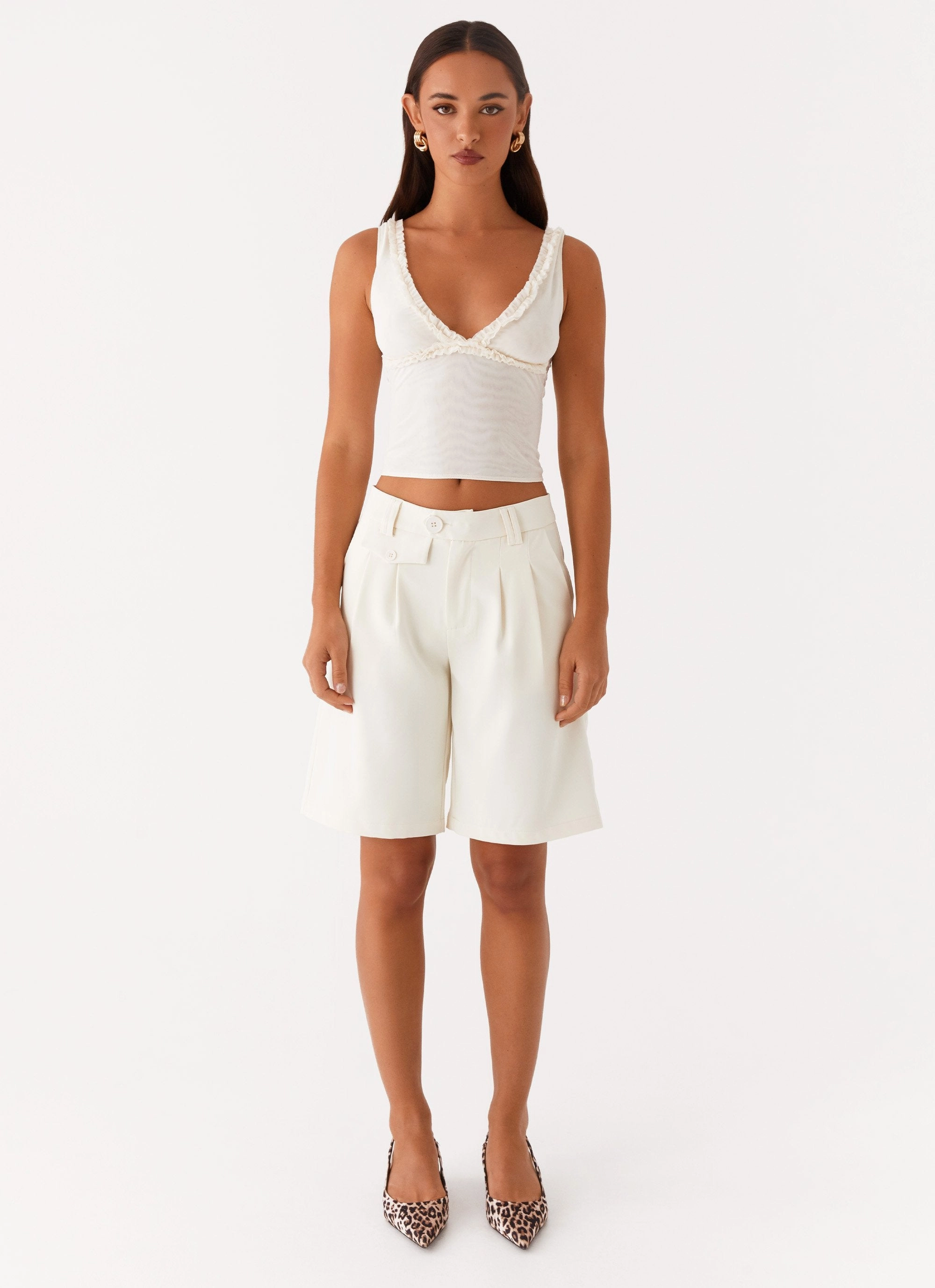 Summer Loving Top - Ivory Layered Hem Detailing Wrinkle Resistant Finish