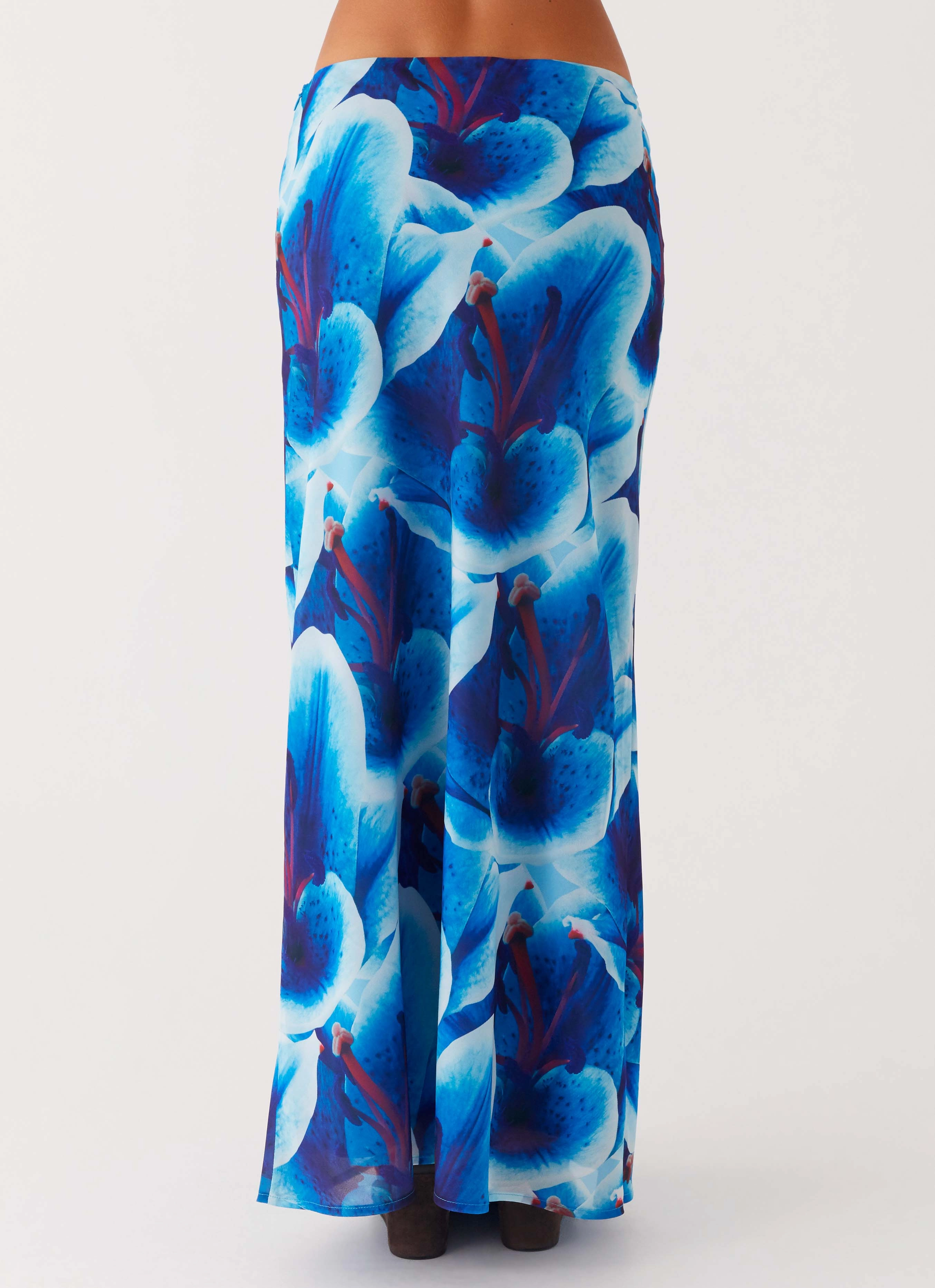 Another Life Chiffon Maxi Skirt - Turquoise Floral Smooth Finish