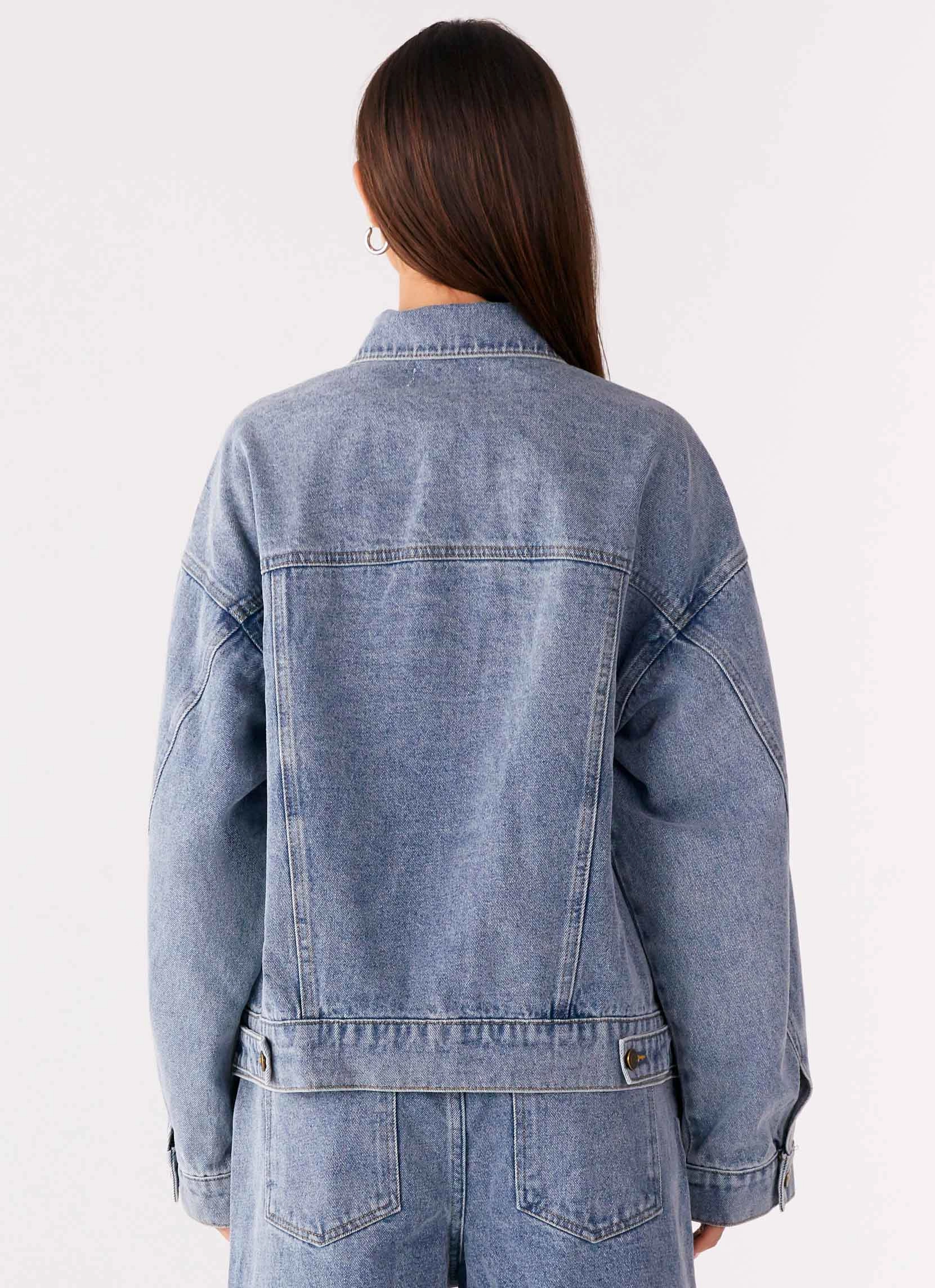 Orleans Oversized Denim Jacket - Blue WrinkleFreeFinish