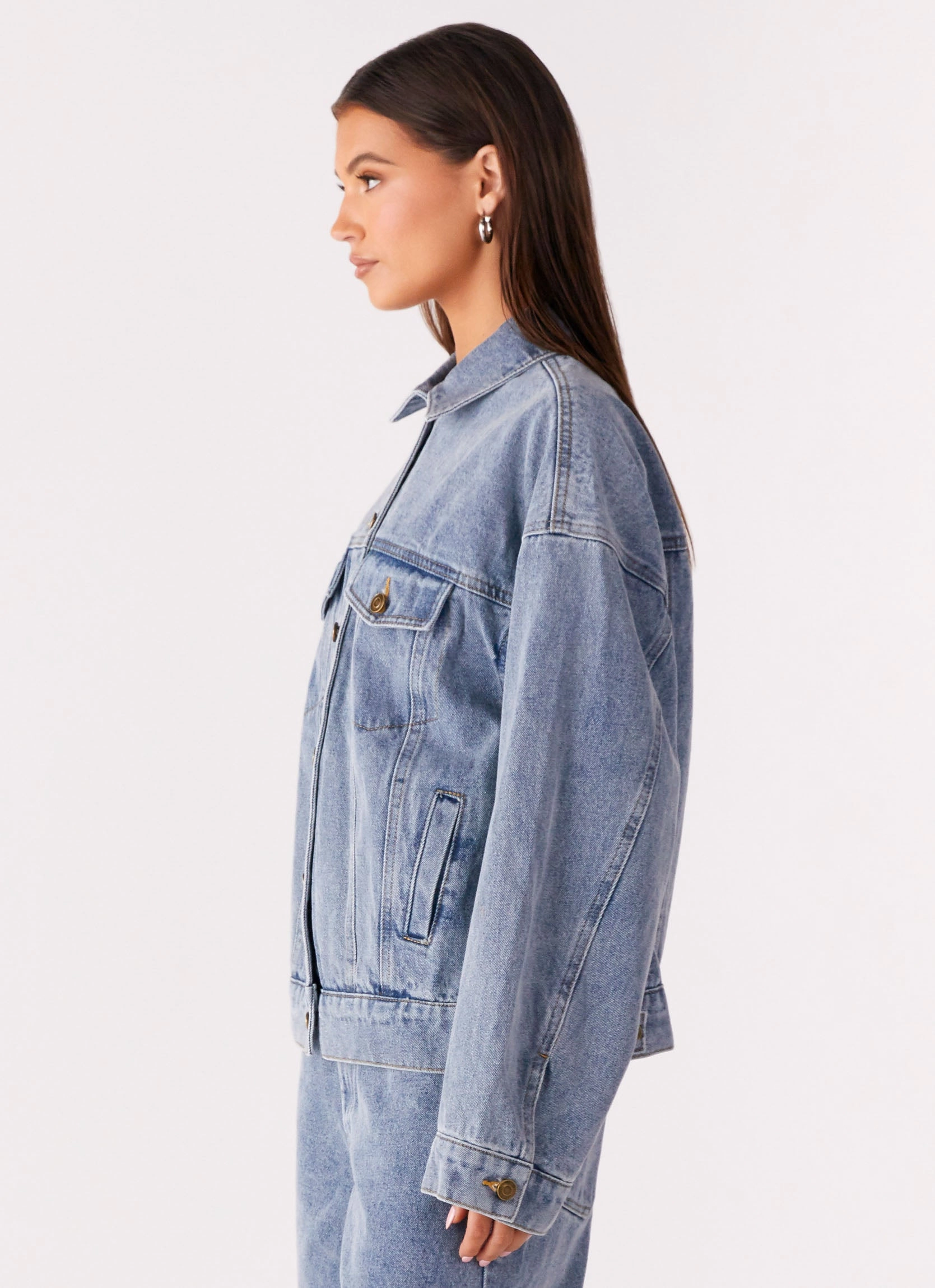 Orleans Oversized Denim Jacket - Blue color block