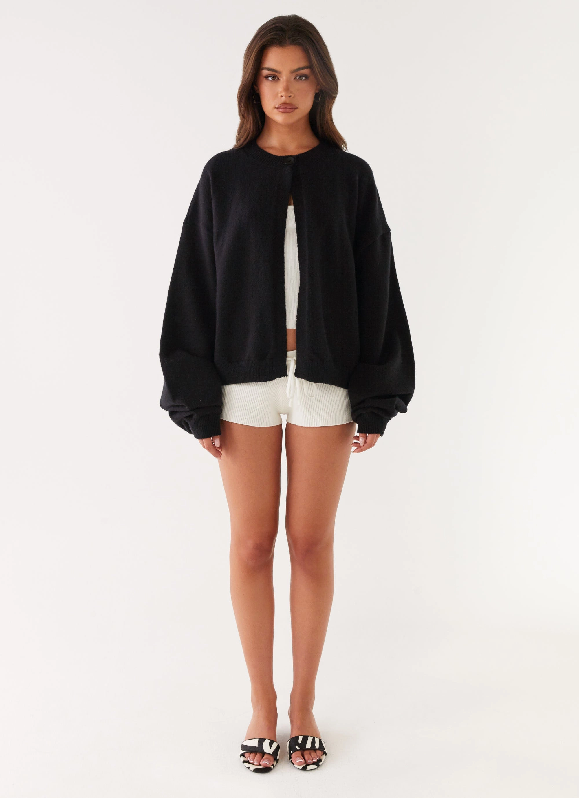 Abrasion Resistant Edges Annie One Button Cardigan - Black