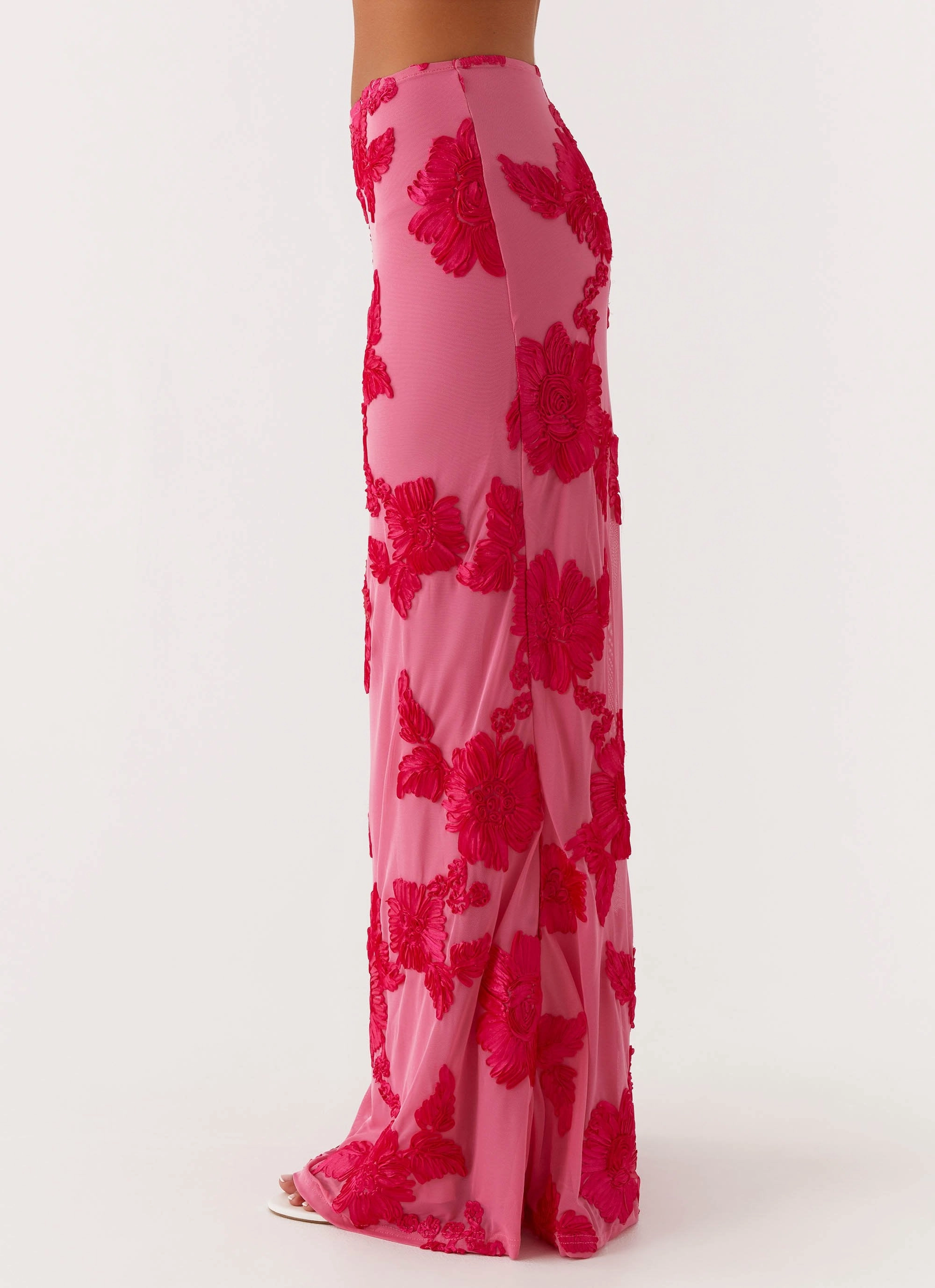 Radiate Maxi Skirt - Pink Smooth zipper closure Classic Cut