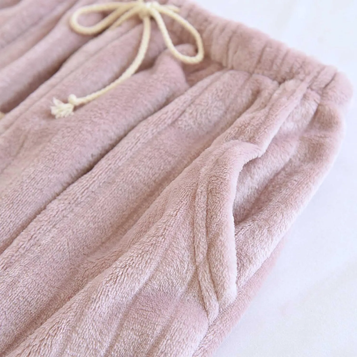 Winter Fleece Sherpa Lined Pajama Pants for Women Warm Coral Fleece Sleepwear Drawstring Lounge Wide Leg Trousers