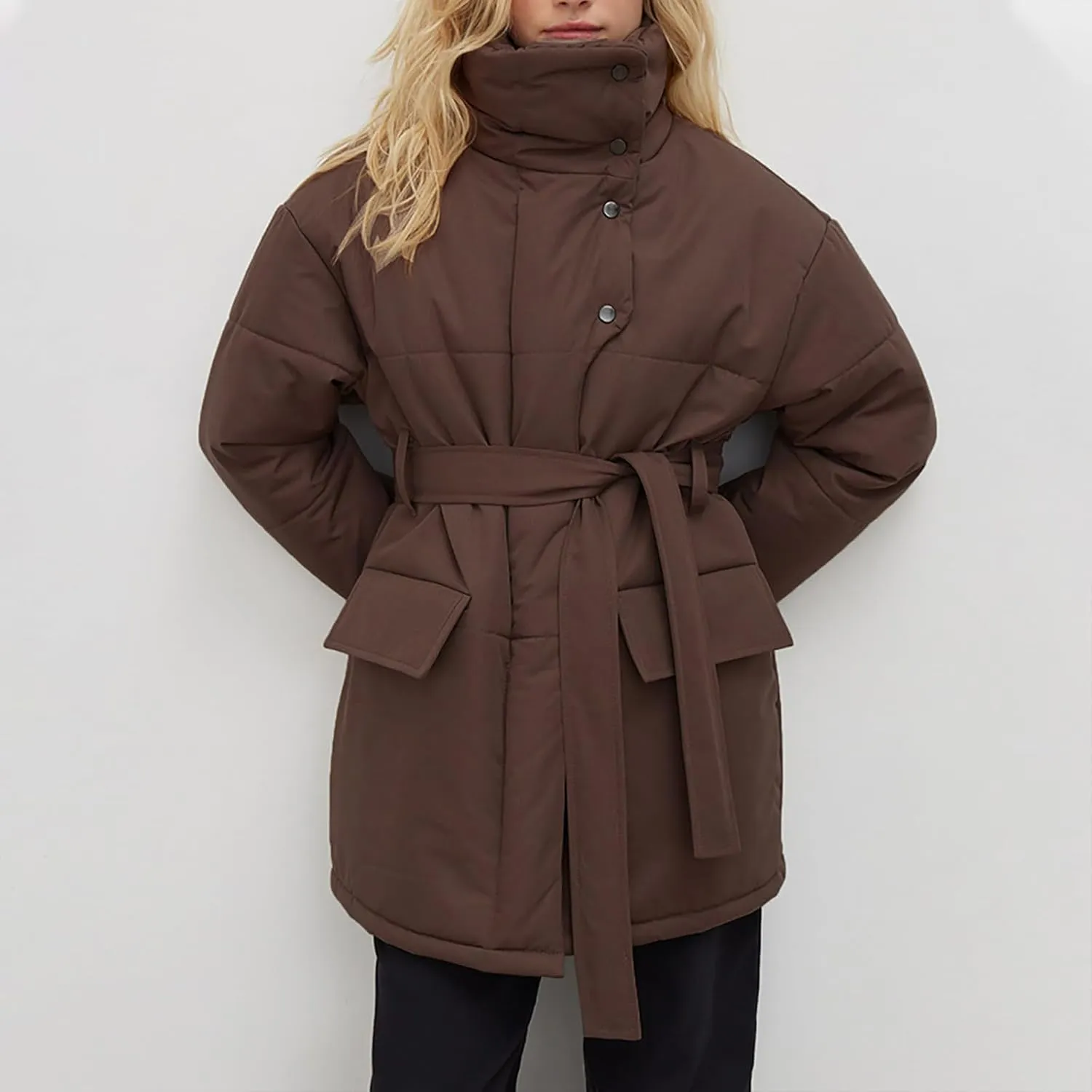 Winter Jackets for Women 2024 Trendy Thicken Warm Down Coats with Hood Mid-Length Puffer Jackets Parkas Outerwear