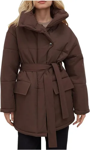 Winter Jackets for Women 2024 Trendy Thicken Warm Down Coats with Hood Mid-Length Puffer Jackets Parkas Outerwear