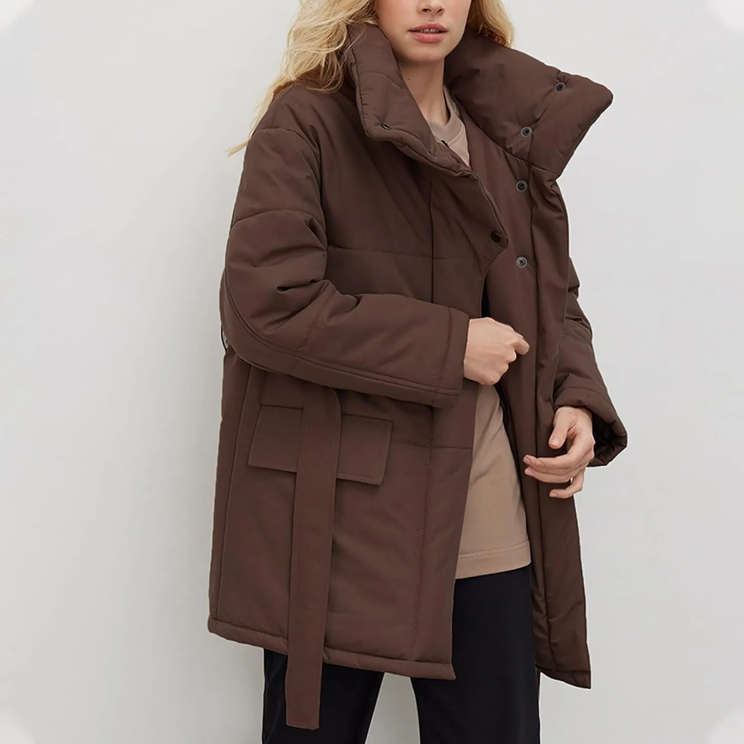 Winter Jackets for Women 2024 Trendy Thicken Warm Down Coats with Hood Mid-Length Puffer Jackets Parkas Outerwear