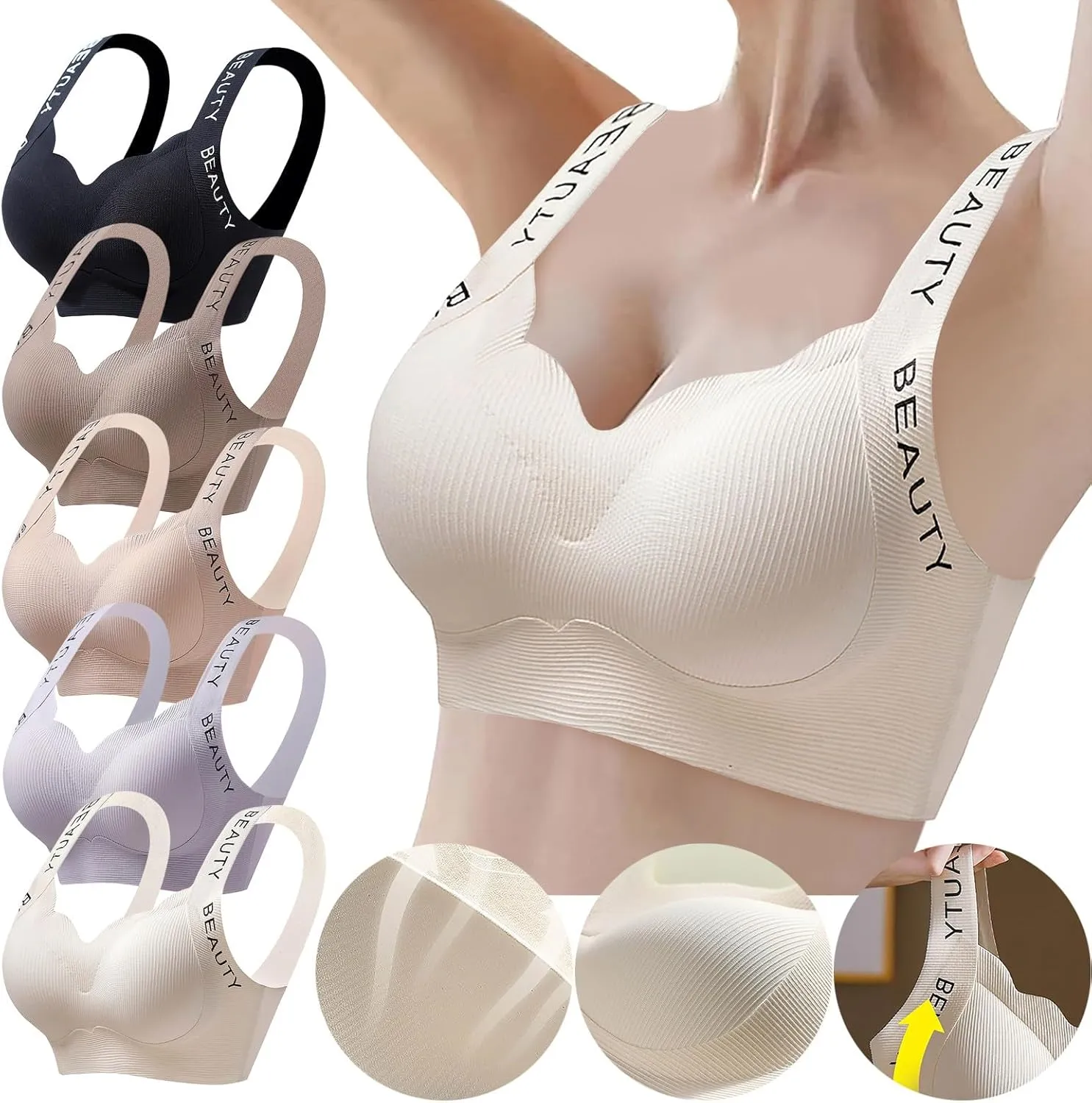 Wireless Bras for Women Full Coverage Seamless Bras Comfort Push Up Sports Everyday Bras Breathable T-Shirt Bra