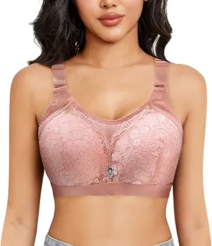Wireless Bras for Women's Sexy Push Up Lace Bra Plus Size Everyday Underwear with Breathable Adjustable