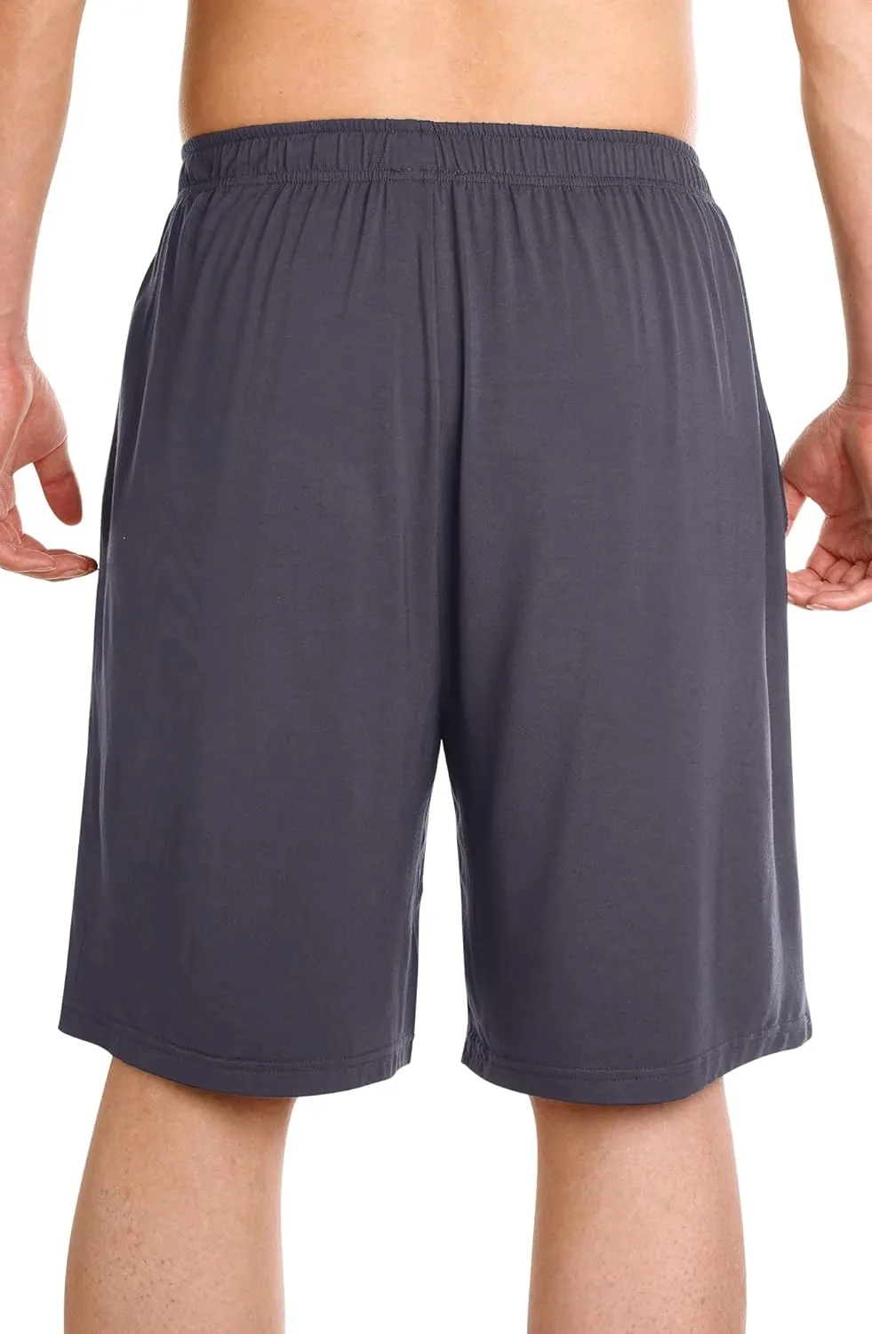 WiWi Mens Bamboo Viscose Pajama Shorts Lightweight Lounge Bottoms Soft Knit Sleep Short Pants Loungewear with Pockets S-3X