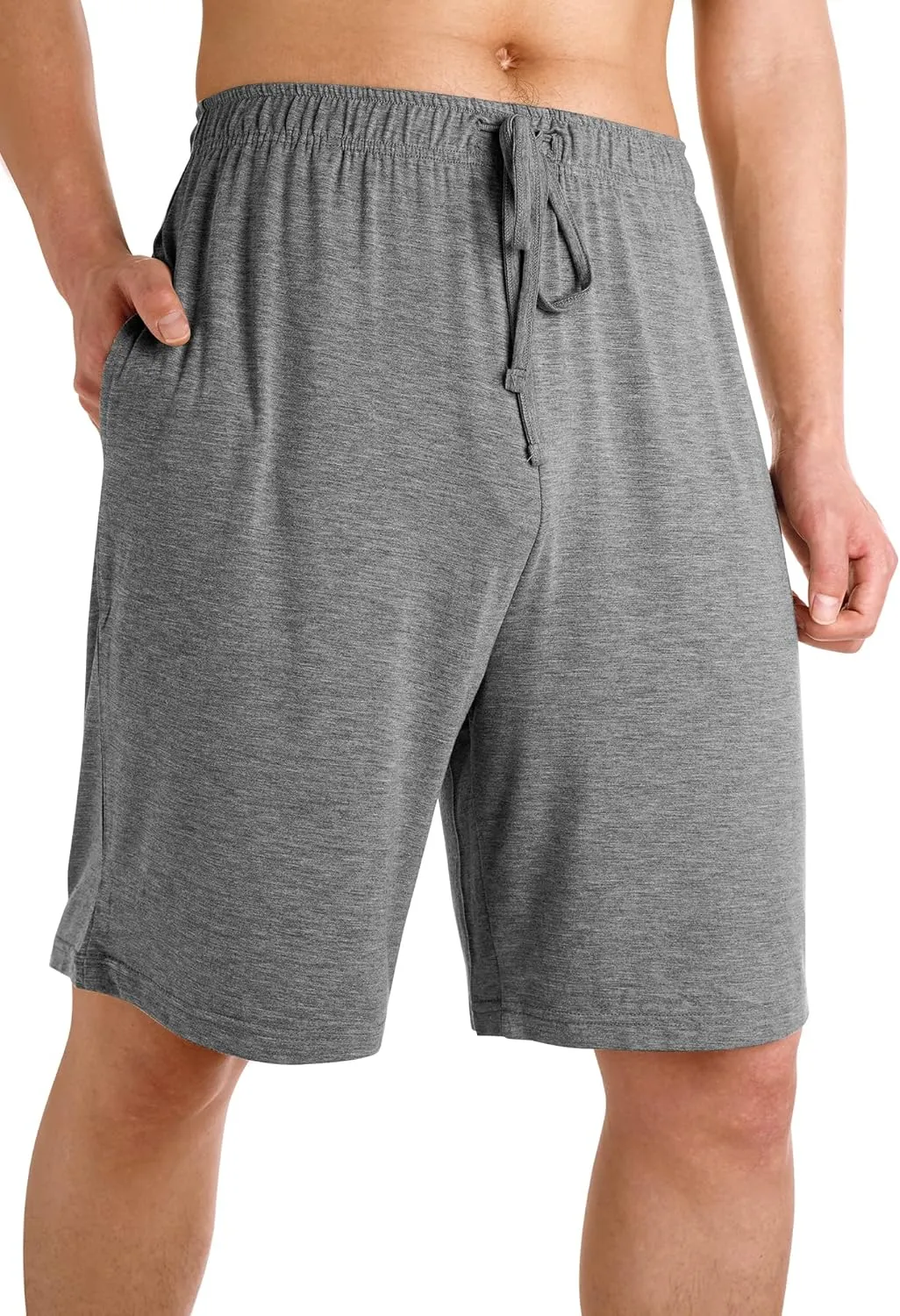 WiWi Mens Bamboo Viscose Pajama Shorts Lightweight Lounge Bottoms Soft Knit Sleep Short Pants Loungewear with Pockets S-3X