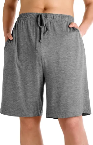 WiWi Mens Bamboo Viscose Pajama Shorts Lightweight Lounge Bottoms Soft Knit Sleep Short Pants Loungewear with Pockets S-3X