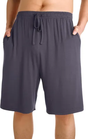 WiWi Mens Bamboo Viscose Pajama Shorts Lightweight Lounge Bottoms Soft Knit Sleep Short Pants Loungewear with Pockets S-3X