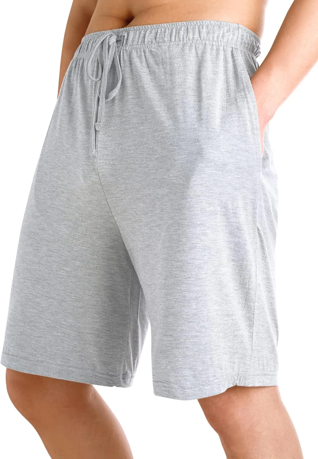 WiWi Mens Bamboo Viscose Pajama Shorts Lightweight Lounge Bottoms Soft Knit Sleep Short Pants Loungewear with Pockets S-3X