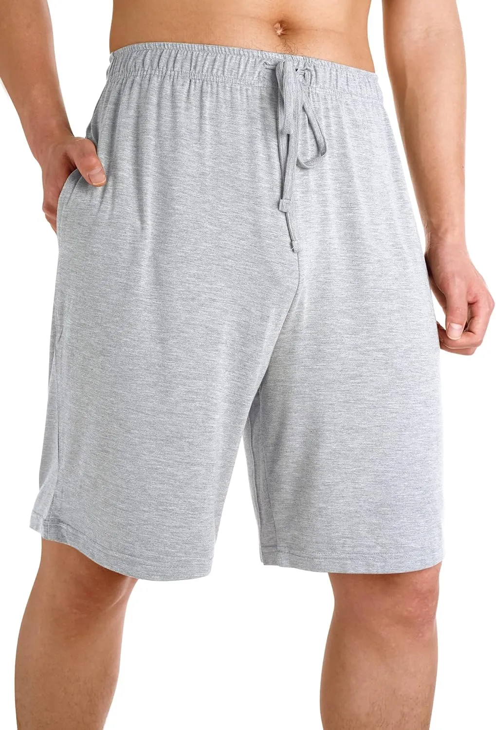 WiWi Mens Bamboo Viscose Pajama Shorts Lightweight Lounge Bottoms Soft Knit Sleep Short Pants Loungewear with Pockets S-3X