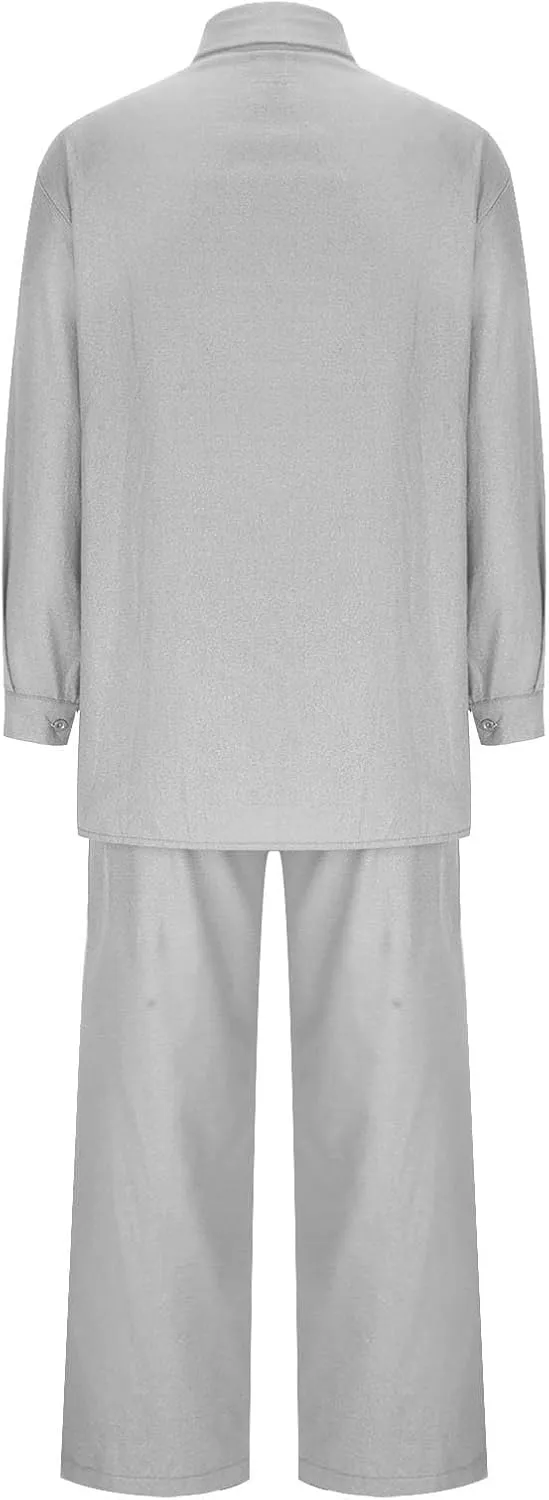 Women 2 Piece Linen Sets 2025 Button Down Shirt and Wide Leg Trousers Loose Fit Dressy Summer Lounge Outfits Plus Size