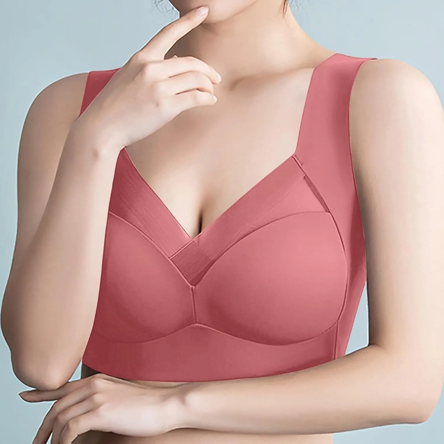 Women Comfort Lightweight Wireless Bras for Seniors Plus Size Full Coverage Bralette Push Up Soft Everyday Bra