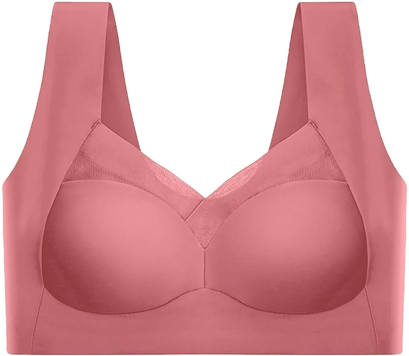 Women Comfort Lightweight Wireless Bras for Seniors Plus Size Full Coverage Bralette Push Up Soft Everyday Bra