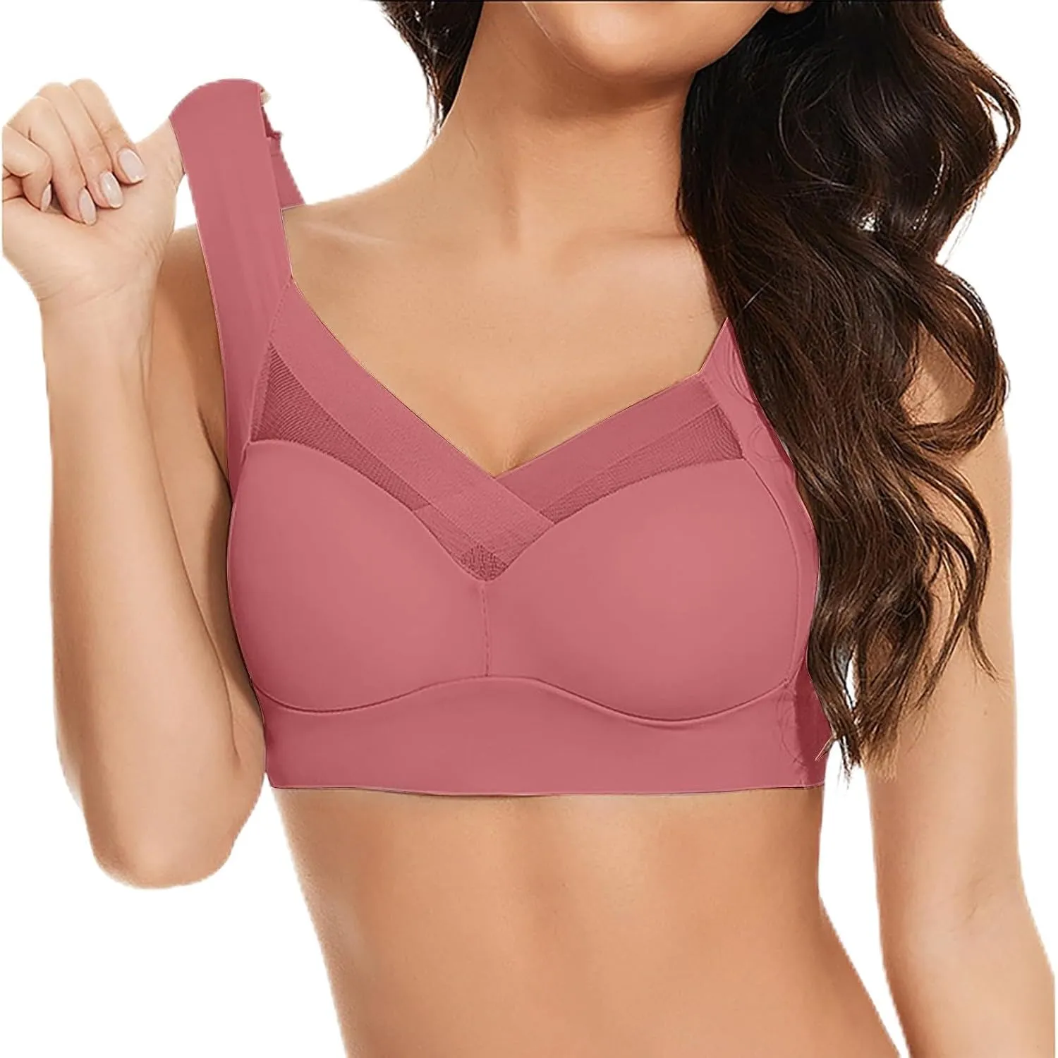 Women Comfort Lightweight Wireless Bras for Seniors Plus Size Full Coverage Bralette Push Up Soft Everyday Bra