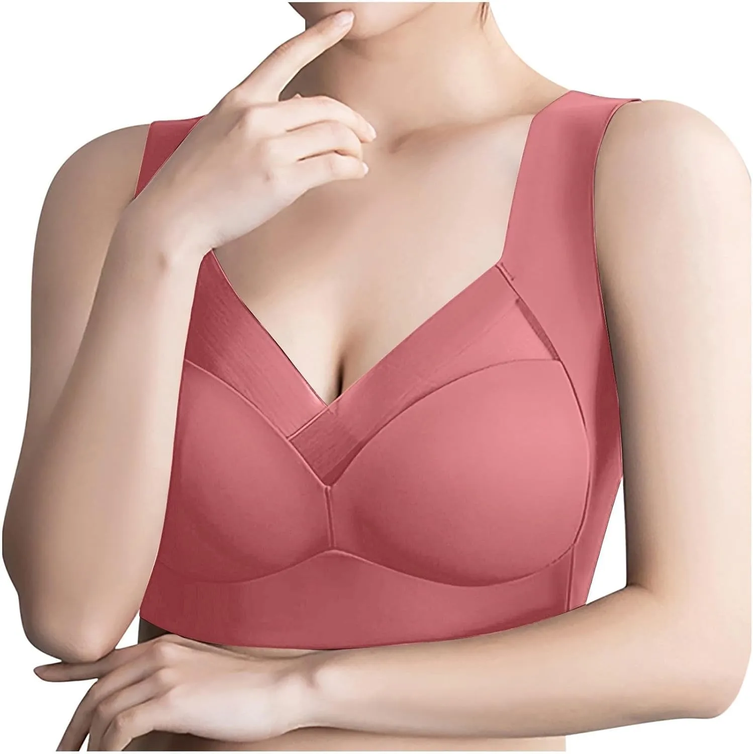Women Comfort Lightweight Wireless Bras for Seniors Plus Size Full Coverage Bralette Push Up Soft Everyday Bra