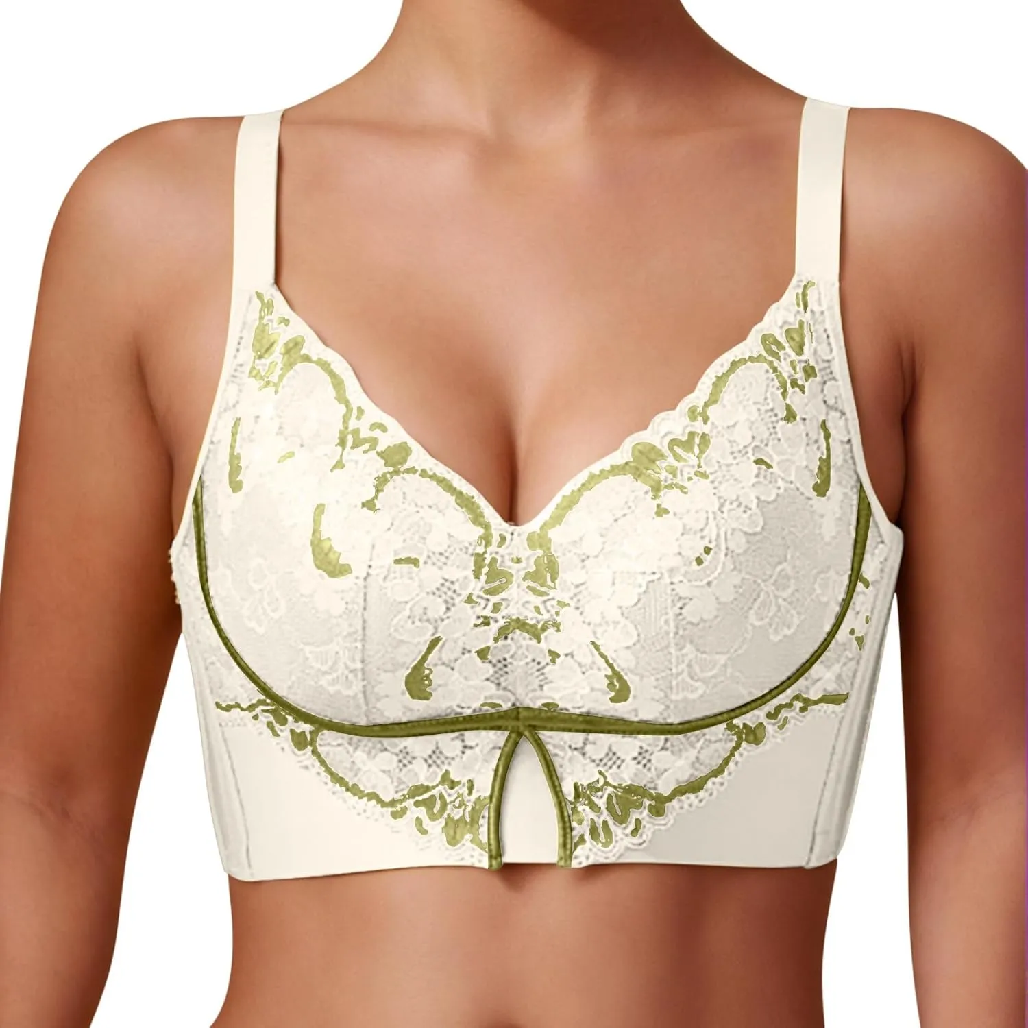 Women Comfort Wirefree Smoothing Bra Sexy Lace Push Up Bras with Support No Underwire Bralettes Fashion Everyday Bras