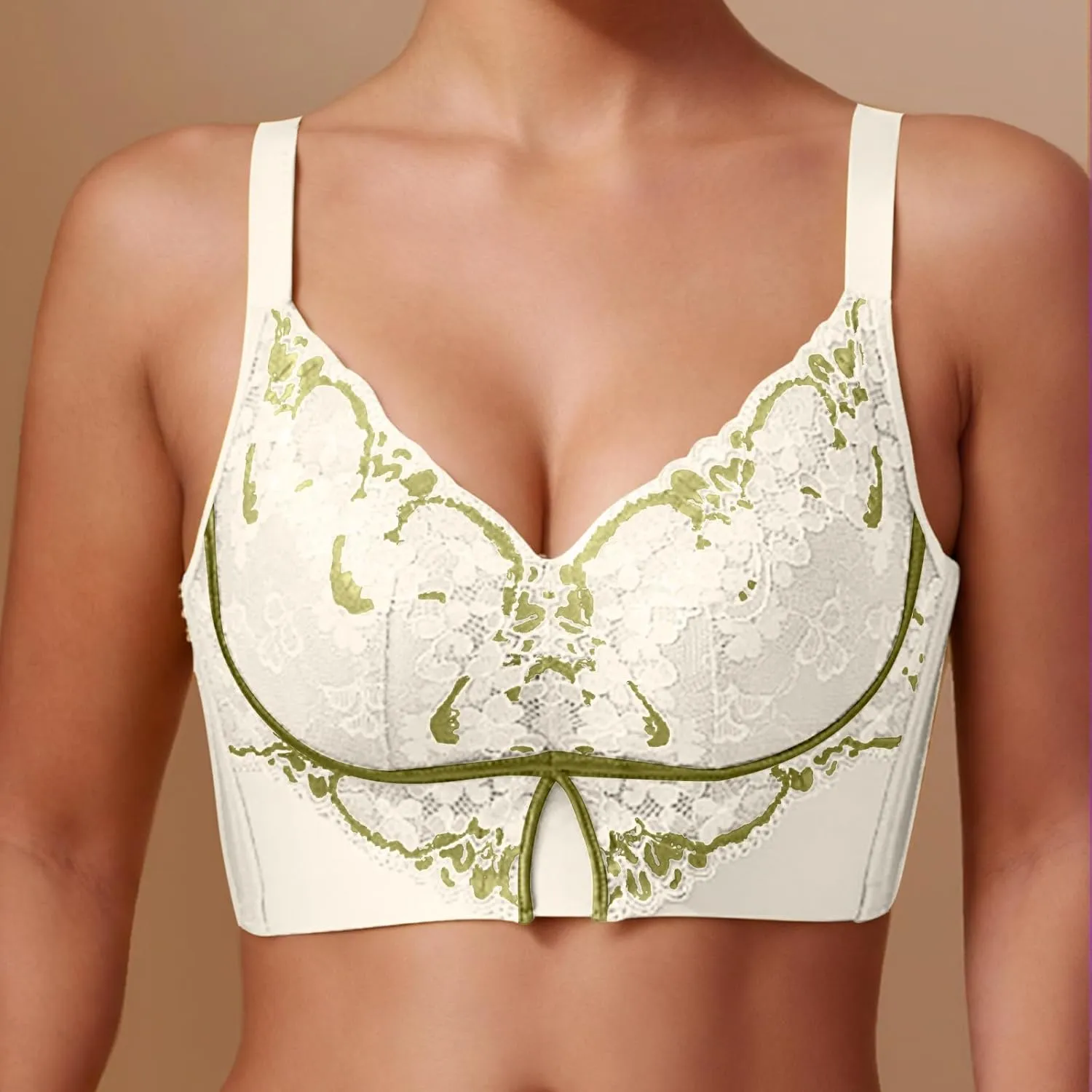 Women Comfort Wirefree Smoothing Bra Sexy Lace Push Up Bras with Support No Underwire Bralettes Fashion Everyday Bras