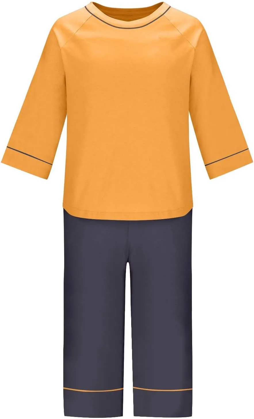Women Cotton Capris Pajama Sets 2 Piece Soft Built-in Bra Loungewear 3/4 Sleeve Tops and Croppped Pants Sleepwear