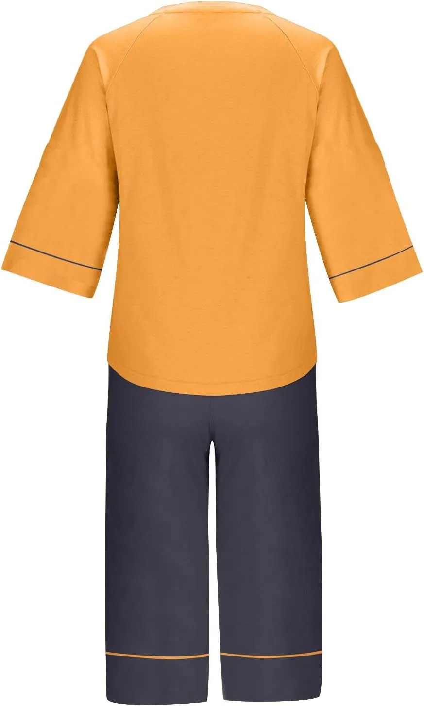 Women Cotton Capris Pajama Sets 2 Piece Soft Built-in Bra Loungewear 3/4 Sleeve Tops and Croppped Pants Sleepwear