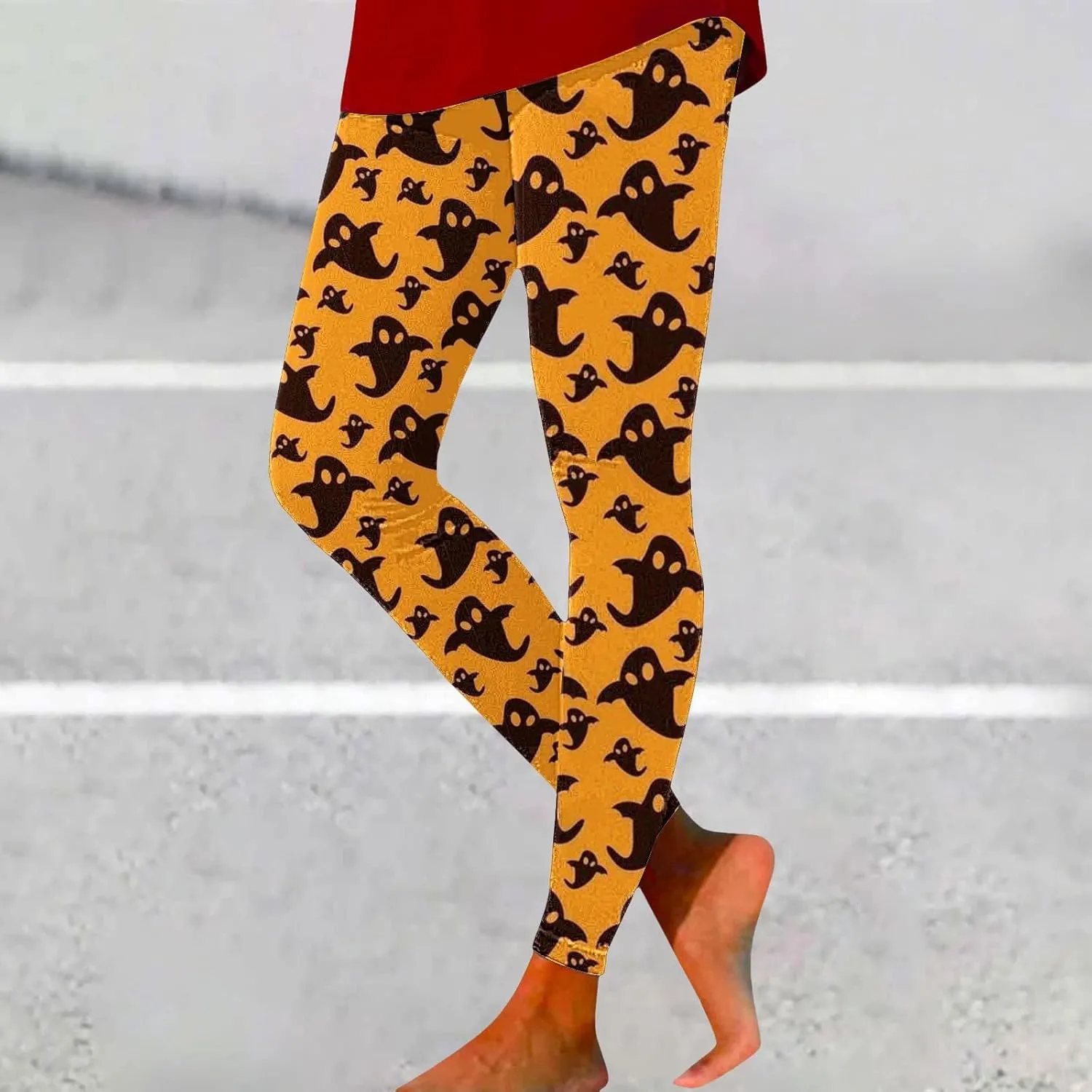 Women Halloween Print Leggings Printed Sports Yoga Pants Leggings Halloween Print Casual Pants Leggings Halloween