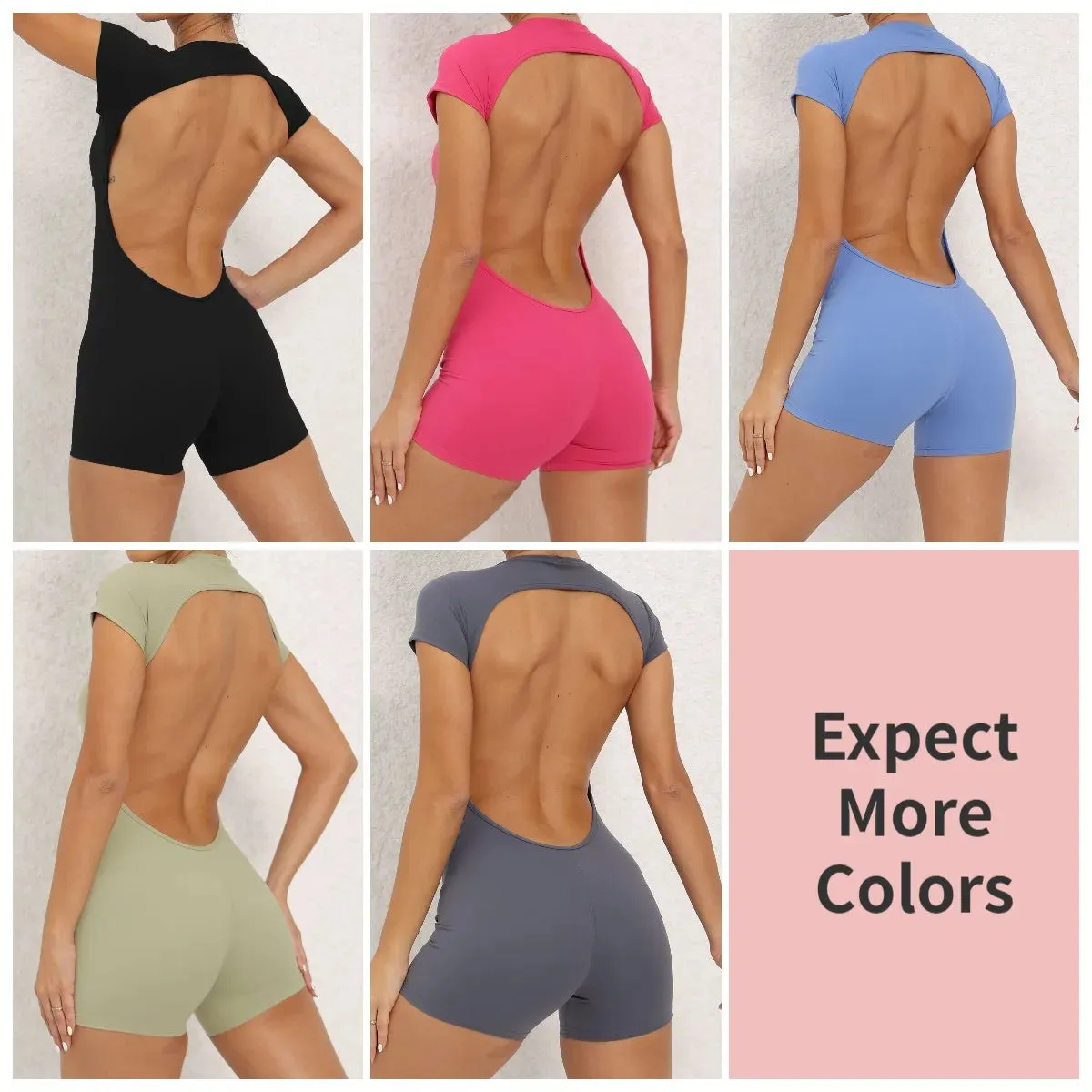 Women Jumpsuit Short Sleeve Yoga Set