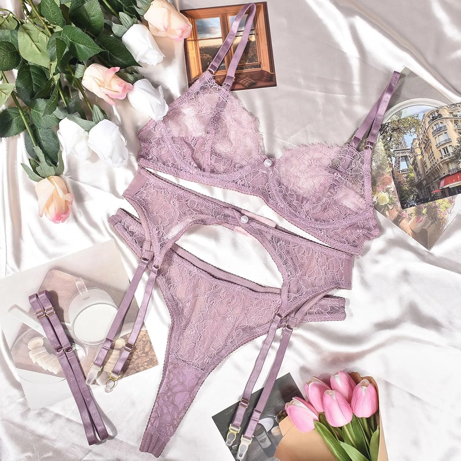 Women Lingerie Lace Lingerie Sets Sexy And Comfortable Lingerie 4 Piece Set