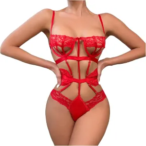 Women Lingerie Sets Women's Mesh Bow Jumpsuit Sexy Suit