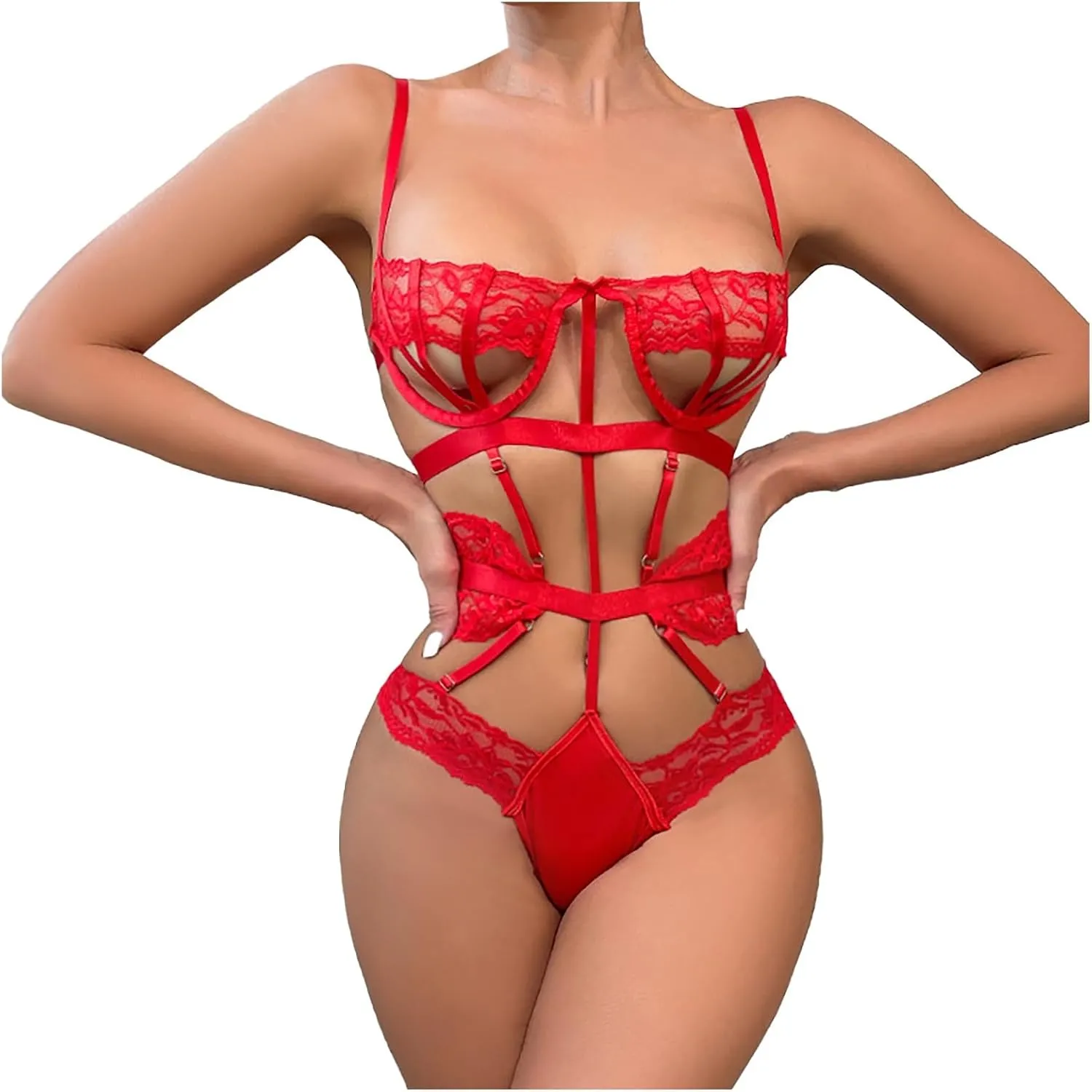 Women Lingerie Sets Women's Mesh Bow Jumpsuit Sexy Suit