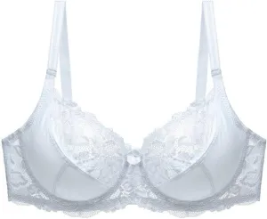 Women Minimizer Unlined Wirefree Bra Full Coverage Plus Size Full Figure Unpadded Bras Eyelash Lace Bras Mesh Bralette