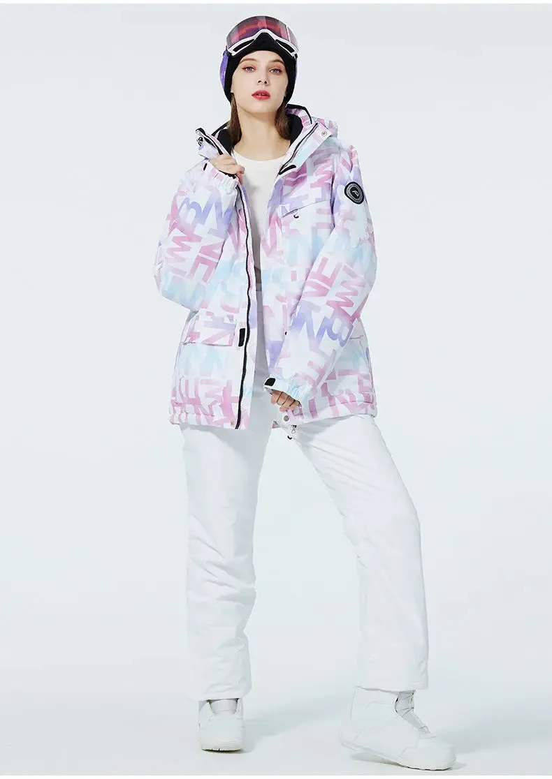 Women Printed Ski Set Insulated jacket & Bibs Pants