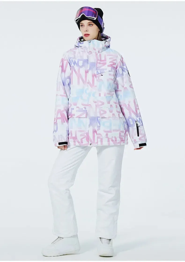Women Printed Ski Set Insulated jacket & Bibs Pants
