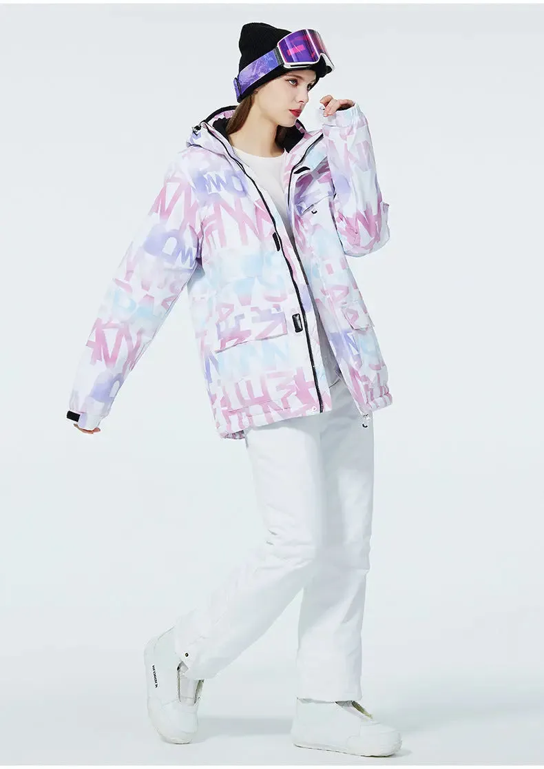 Women Printed Ski Set Insulated jacket & Bibs Pants