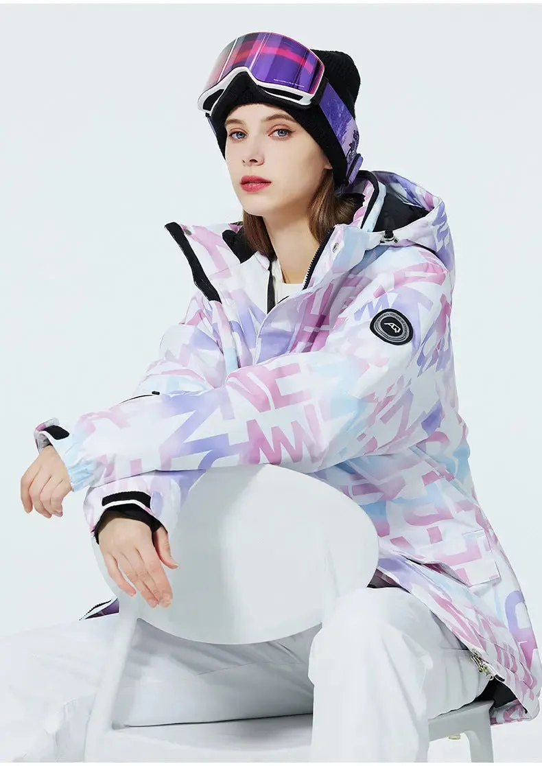 Women Printed Ski Set Insulated jacket & Bibs Pants