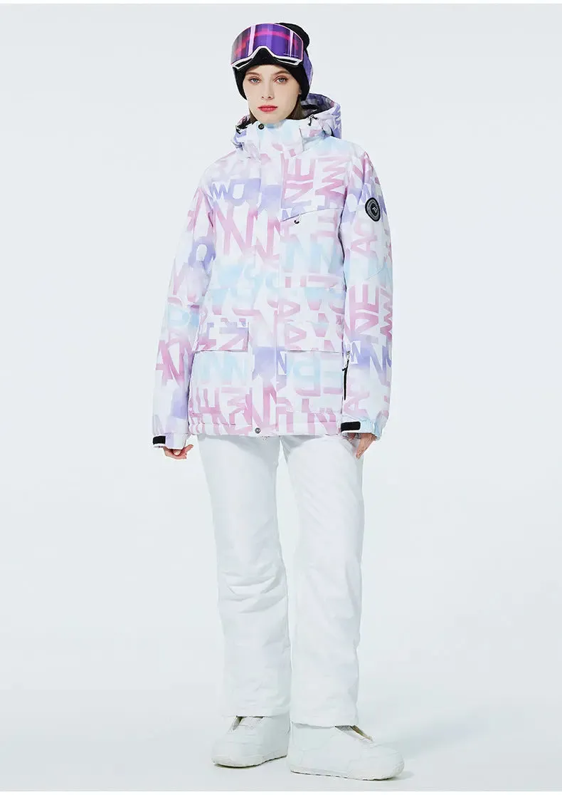 Women Printed Ski Set Insulated jacket & Bibs Pants