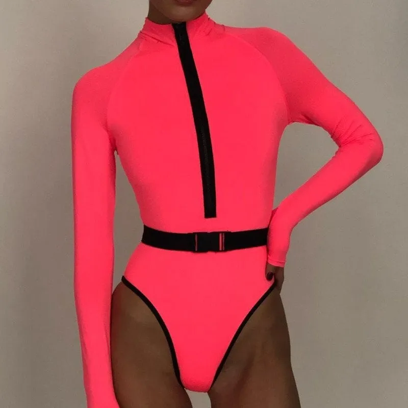 Women Rashguard: Neon Pink and Yellow