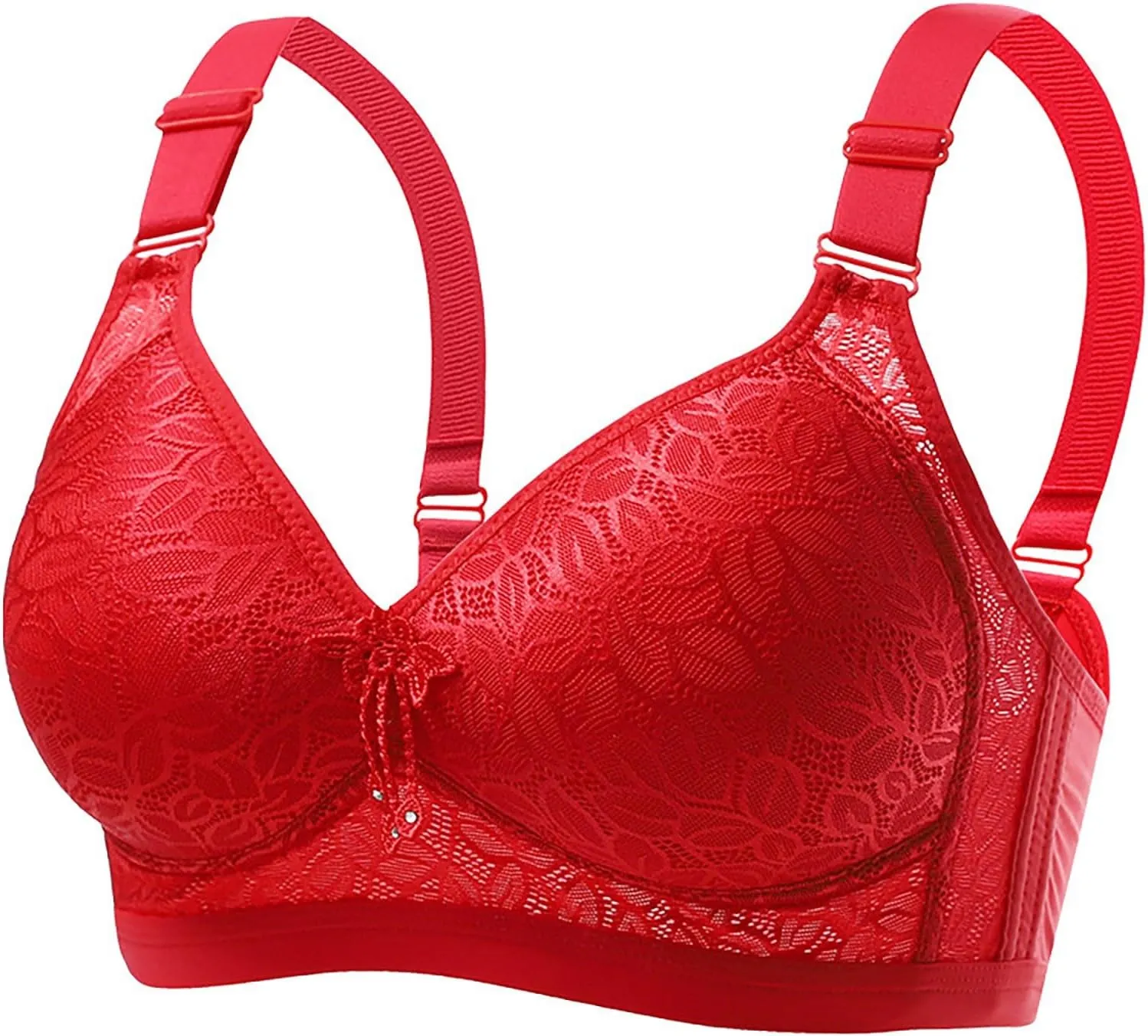 Women Sexy Lace Back Button Shaping Cup Adjustable Shoulder Strap Large Size Bra Non Padded Sports Bra
