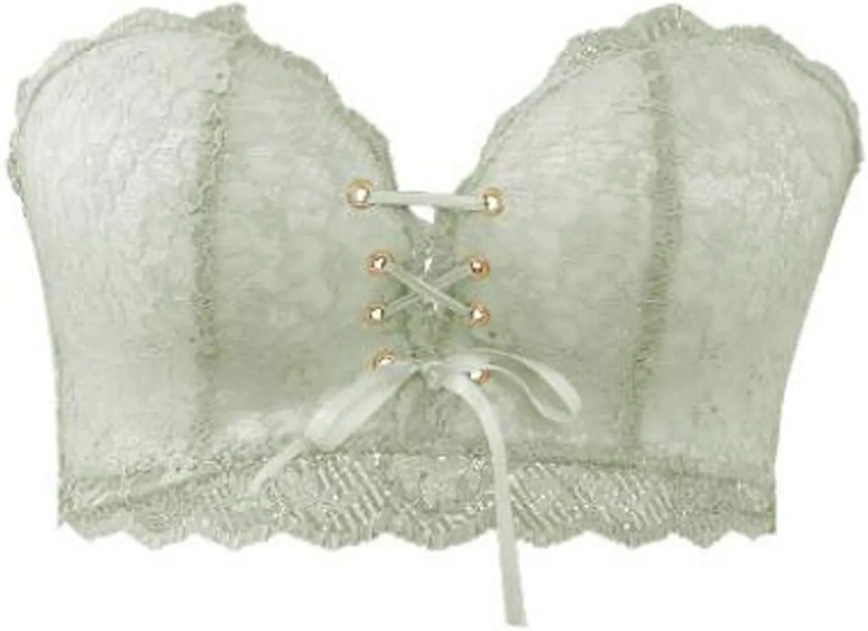 Women Solid Lace Strapless Stealth Bra Wire Bra Bandage Brassiere Underwear Lace Satin Lingerie Set with Robe