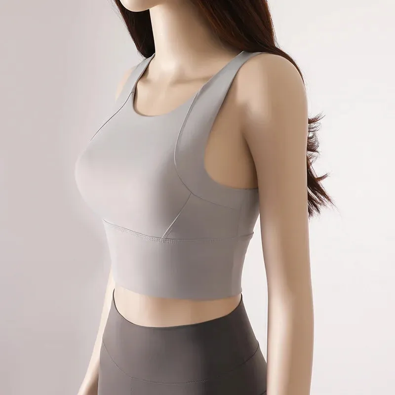 Women Sport Fixed Chest Pad Bra Athleisure Tank Top for Yoga and Gym Wear