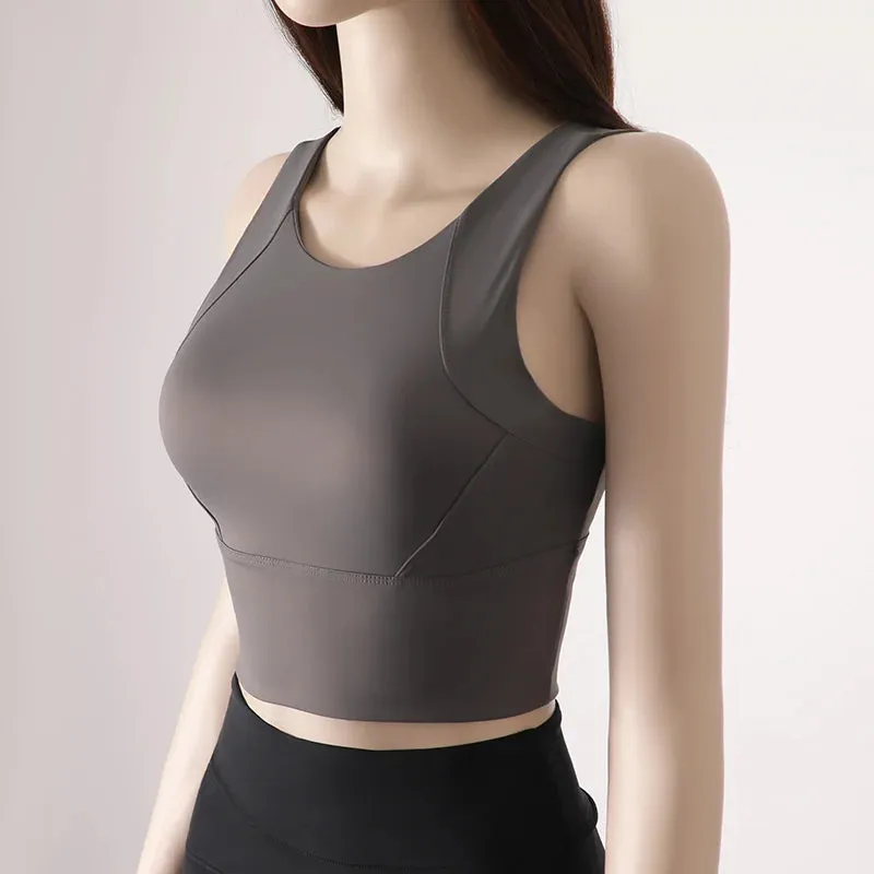 Women Sport Fixed Chest Pad Bra Athleisure Tank Top for Yoga and Gym Wear
