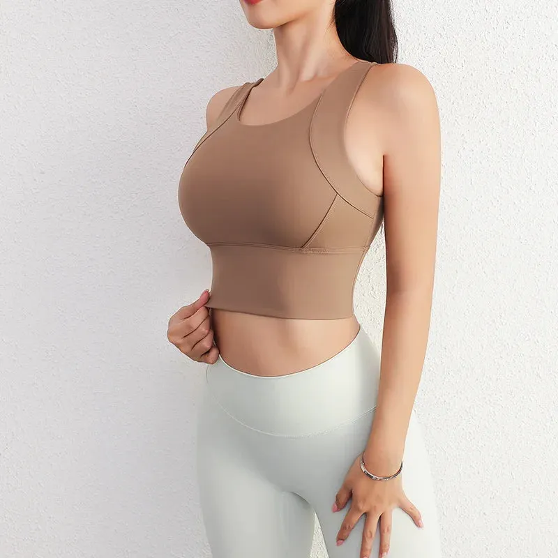 Women Sport Fixed Chest Pad Bra Athleisure Tank Top for Yoga and Gym Wear