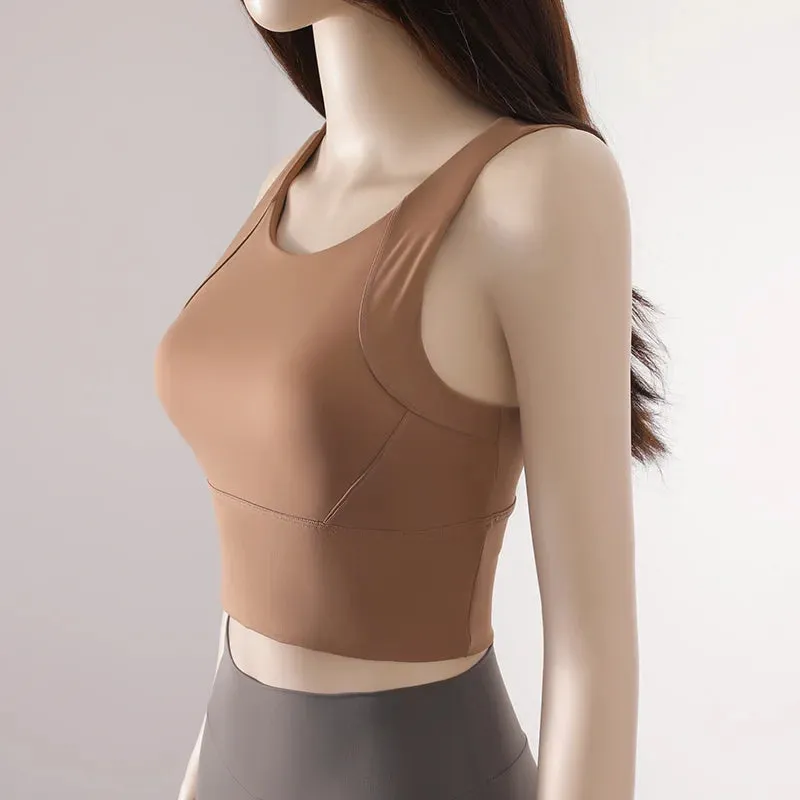 Women Sport Fixed Chest Pad Bra Athleisure Tank Top for Yoga and Gym Wear