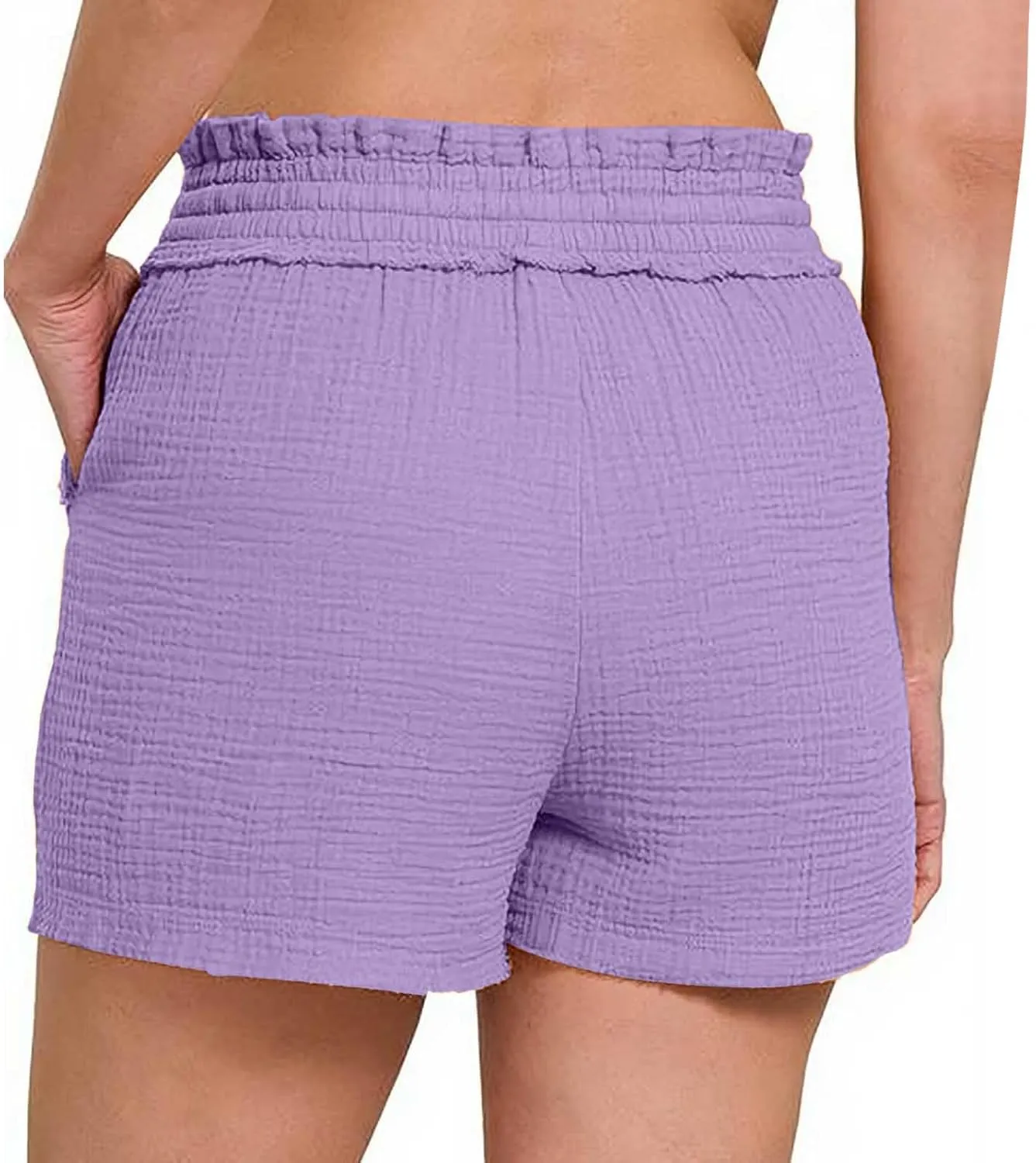 Women Stretch Summer Shorts Fashion Textured Drawstring SweatShorts Casual Loose Fit Lounge Beach Short Pants